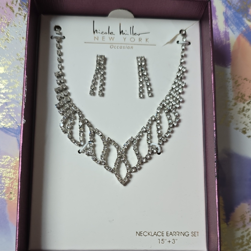 Nicole Miller Silver Rhinestone Necklace